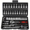 46-Piece 1/4 Drive Socket Wrench Set - Comprehensive Auto & Household Tool Kit with Metric & Bit Sockets, Extension Bar