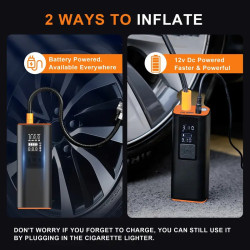 Portable 150 PSI Smart Tire Inflator - Air Compressors & Inflators with Fast 3X Inflation, Cordless One Click Operation