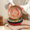 Bohemian Style Flower Themed Ceramic Dinner Plates Set of 1 - 8 Inch Round Decorative All-Season Dishware for Steak