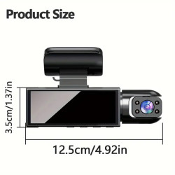 3.16inch Dual-Lens Dash Camera - On-Dash Cameras with 1080P HD Night Vision, G-Sensor, Wide Angle, Loop Recording